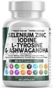 Clean Nutra Selenium 300mcg Iodine 500mcg supporto tiroide per le donne e gli uomini | L Tyrosine 500mg Ashwagandha Supplemento Bladderwrack, Turmeric, Kelp, Schisandra Zinc Pills Capsule Supplementi