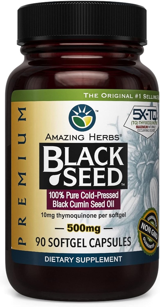 Amazing Herbs Cold-Pressed Black Seed Oil 500mg - 90 Softgels2