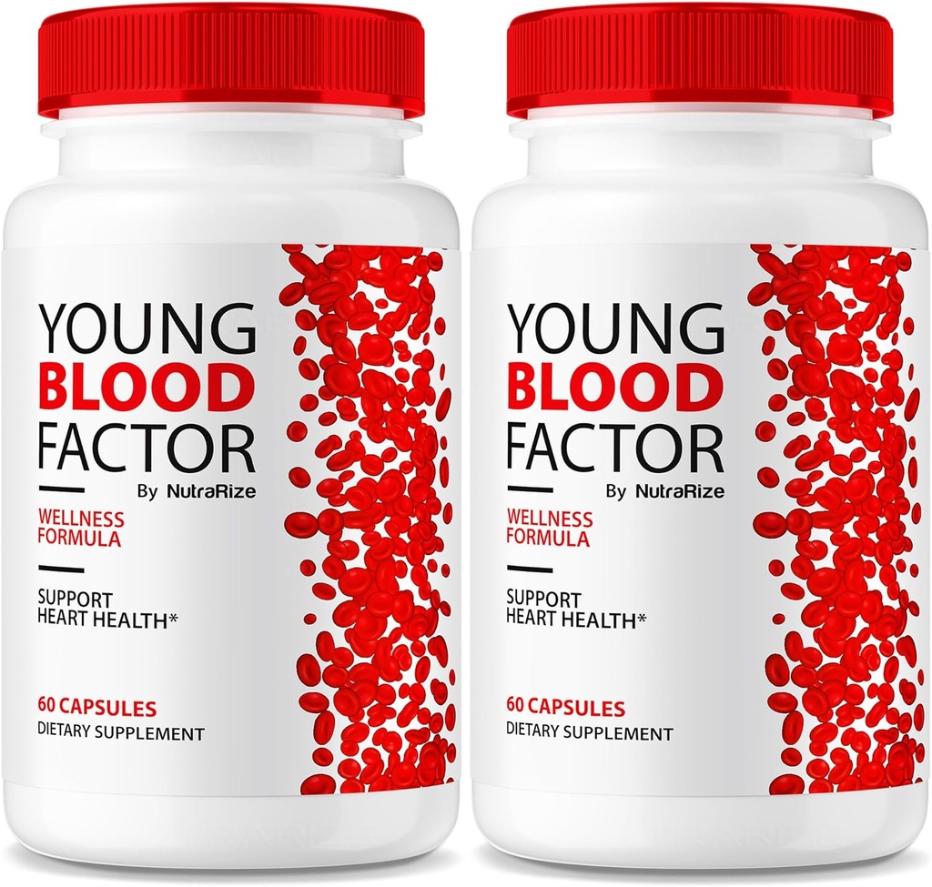 NutraRize (2 Pack) Capsules de facteur sanguin jeune - Formule officielle de nettoyage des vaisseaux sanguins, tout supplément naturel pour maintenir des niveaux stables en santé, YoungBloodFactor Pills de soutien Avis (120 Capsules)