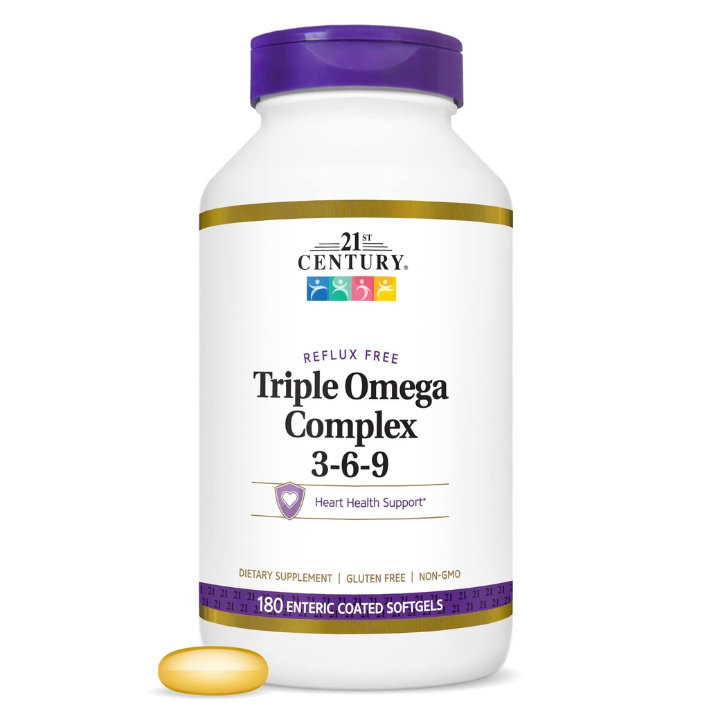 Triple Omega Complex 3 6 9 Enteric Coated Softgels, 180 Count Bottle (22875)