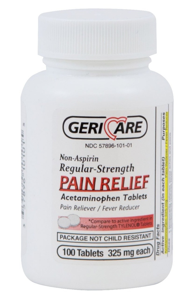 McKesson 60-101-01 GeriCare Acetaminophen Tablet, 325mg, Confezione da 100