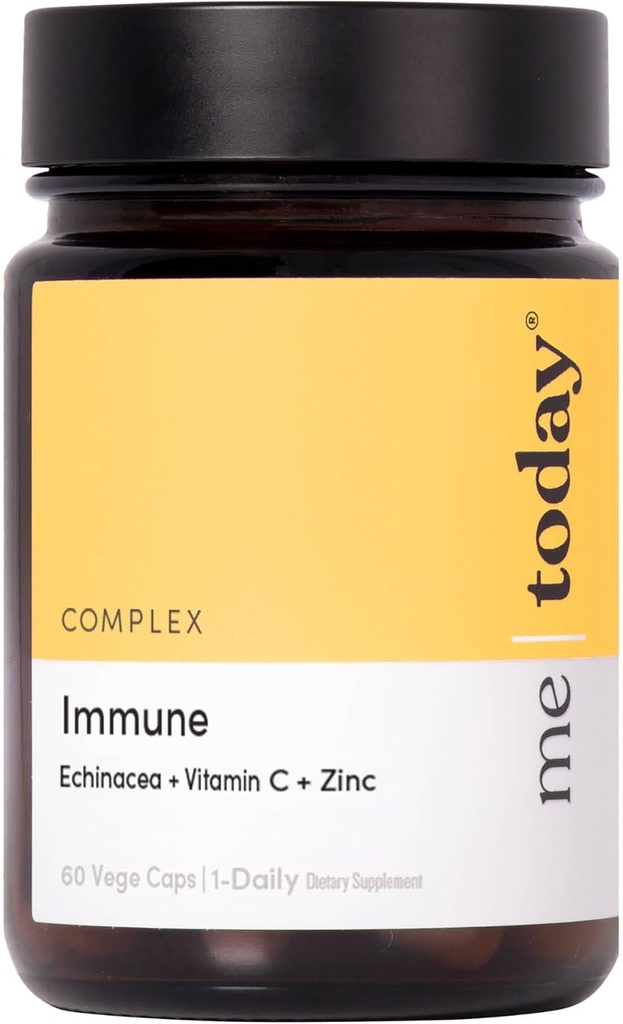 me aujourd'hui Supplément de soutien immunitaire pour les adultes – Echinacea, vitamine C avec zinc et vitamine D3 pour le système immunitaire quotidien Booster, bien-être et défense, végétarien, 60 portions