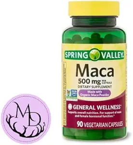 Generisches Spring Valley Maca Root 500mg Kapseln, Organic Maca Root für Damen und Herren, Nahrungsergänzung, 90 Vegetarische Kapseln + DRI Store +Sticker