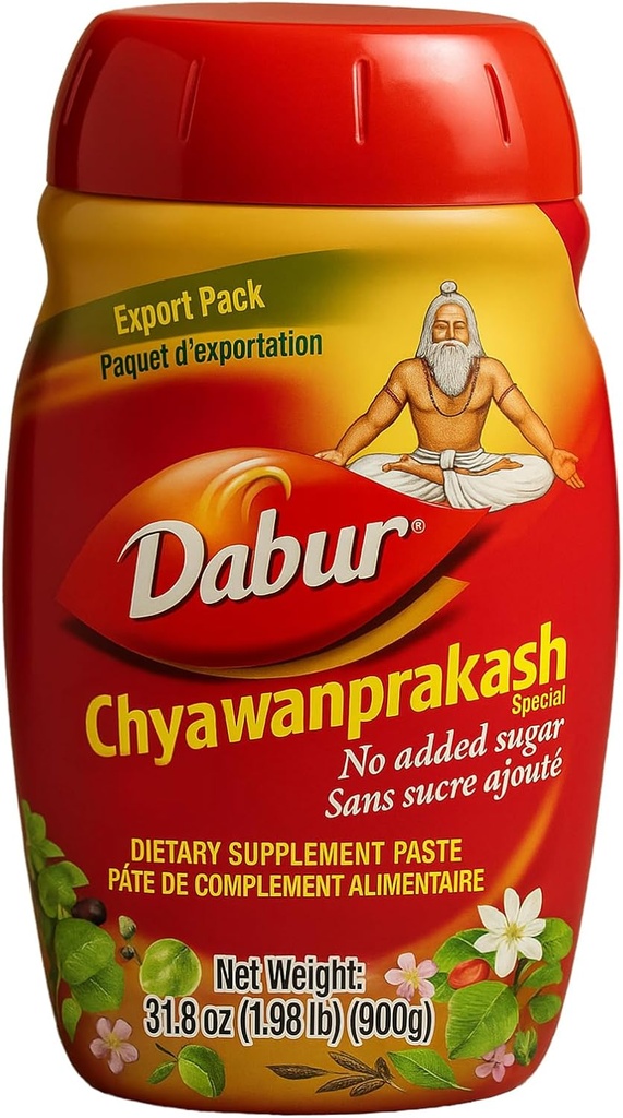 Dabur Chyawanprakash, 900gms – Autentica miscela ayurvedica con Amla & 40 Herbs per aumentare naturalmente l'immunità, Energizzare, Rivitalizzare & rafforzare il vostro corpo – per i bambini 6 anni e sopra, Confezione di 3