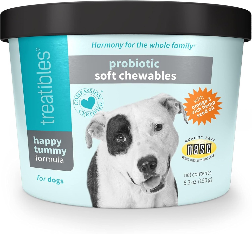 Traitements Tummy Probiotic pour chiens Soft Chewables, 5,3 oz - Soutien digestif, système immunitaire, Gut Health
