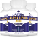 Acide liposomique alpha lipoïque 1600mg par portion, Supplément ALA pour la santé antioxydante, l'énergie et le métabolisme-Gluten Free & Non OGM 180 Capsules