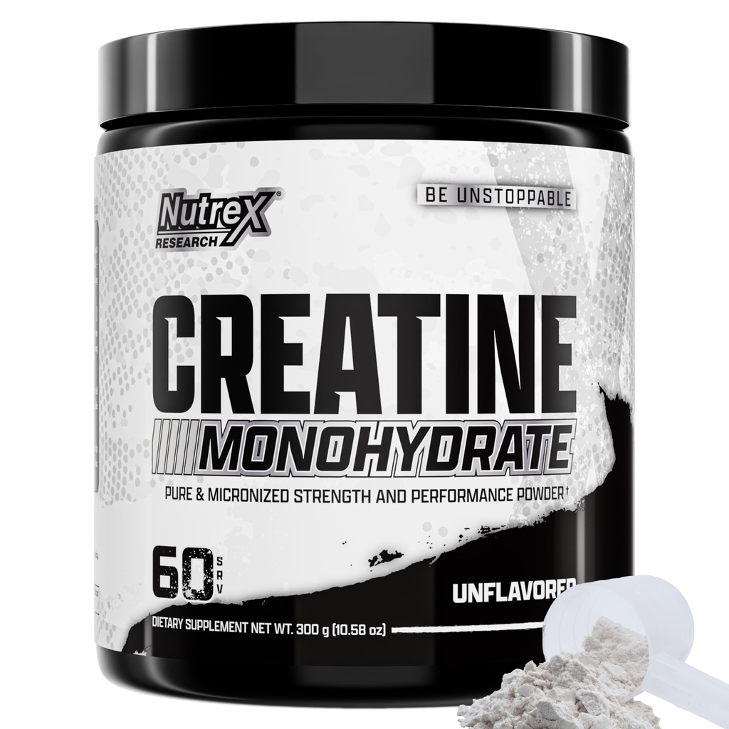 Nutrex Forschung Kreatin Monohydrat Pulver 60 Servierungen | Unflavored 5G Micronized Creatine Pulver | Glutenfrei