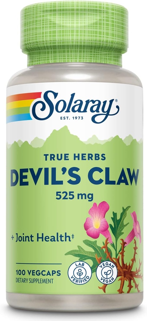 SOLARAY Teufel Kralle Wurzel 525mg | Non-GMO, Vegan & Lab Verified | 100 VegCaps