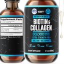 HERBIFY Collagen and Biotin Liquid Drops - Supplemento di assorbimento più veloce per la crescita dei capelli e chiodi più forti - Hair Skin and Nails Vitamins for Women and Men - B7 Supplement - Made in USA
