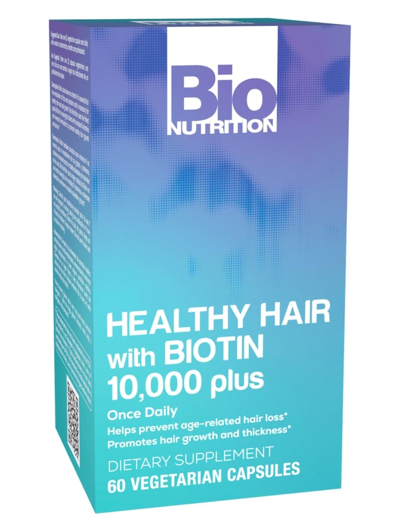 Bio Nutrition Gesunde Haare Unterstützung mit Biotin 60 Vegetarische Kapseln | Stärkeres Haar | Thicker Haare | fördert Haarwachstum und Dicke | Mischung mit komplexen B Vitaminen und Mineralien