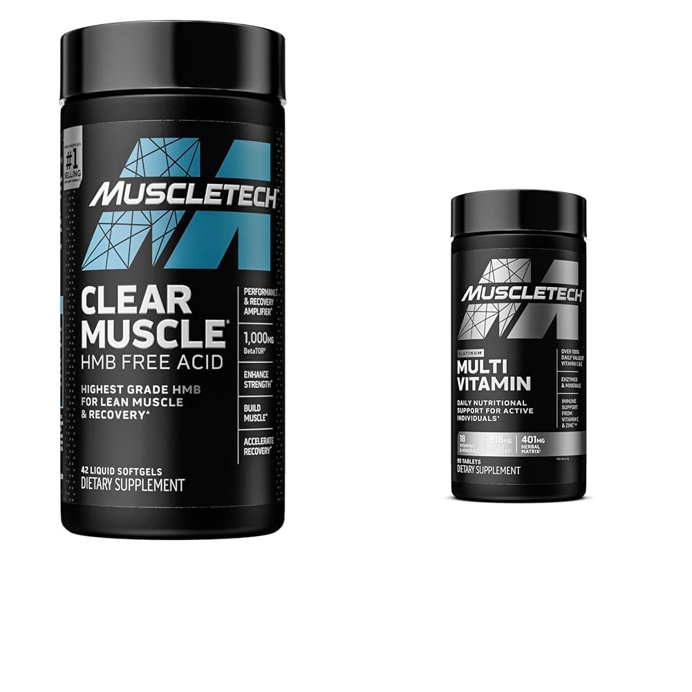 MuscleTech Clear Muscle Post Workout Recovery | Muscle Builder for Men & Women & Platinum Multivitamin per il supporto immunitario 18 Vitamine