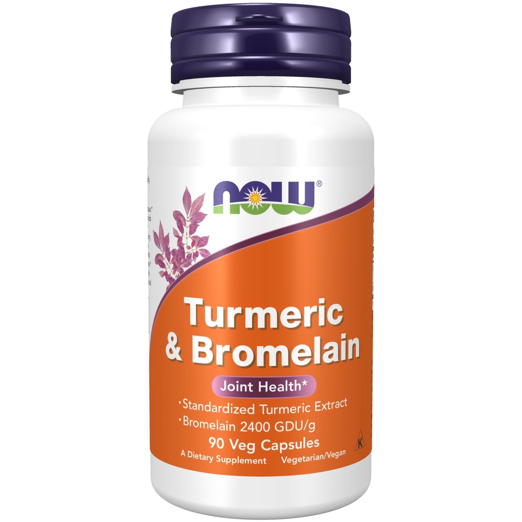 MAINTENANT compléments alimentaires, curcuma et bromelain (extrait de curcuma normalisé) avec bromelain 2400 GDU/g, 90 capsules de légumes