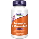 NOW Integratori alimentari, Turmerico & Bromelain (Estratto di curcuma standardizzato) con Bromelain 2400 GDU/g, 90 capsule di veg