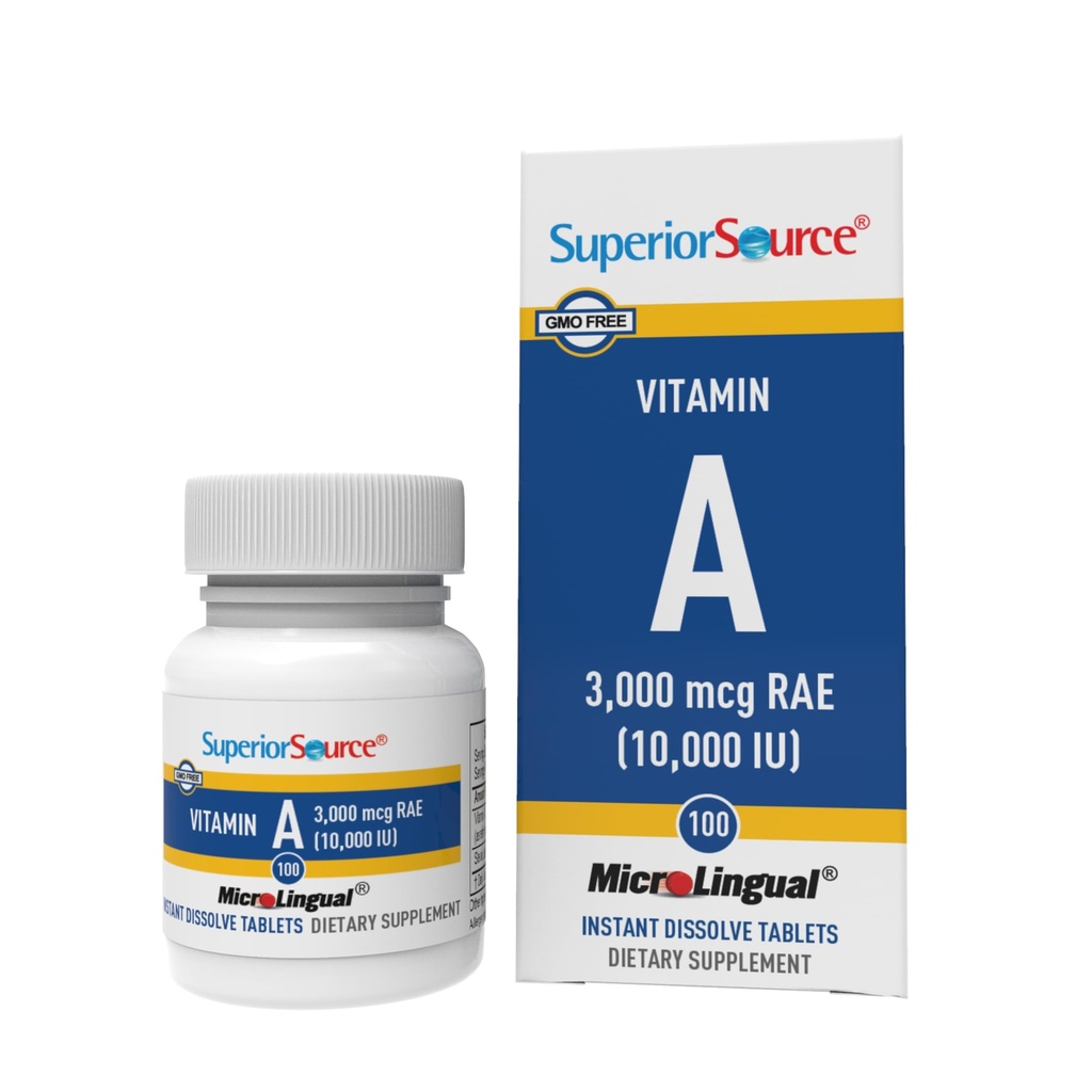 Überlegene Quelle Vitamin A 10.000 IU - Augenpflege-Ergänzung - Unterstützt auch Immun-, Haut- und Knochengesundheit - Non-GMO & Gluten-Free - 100 MicroLingual Tablets