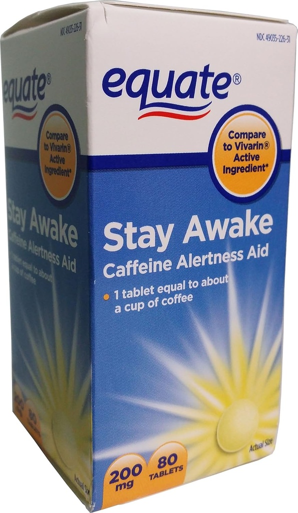 Equate Stay Awake Caffeine Alertness Aid, 80 compresse, 200 mg