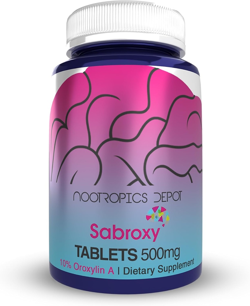 Nootropics Depot Sabroxy® Tablets | 500mg | 60 Count | Minimo 10% Oroxylin-A | Oroxylum indicum | Maggio Aiuto Promuovere Focus & Motivation | Maggio Aiuto Promuovere la funzione cognitiva