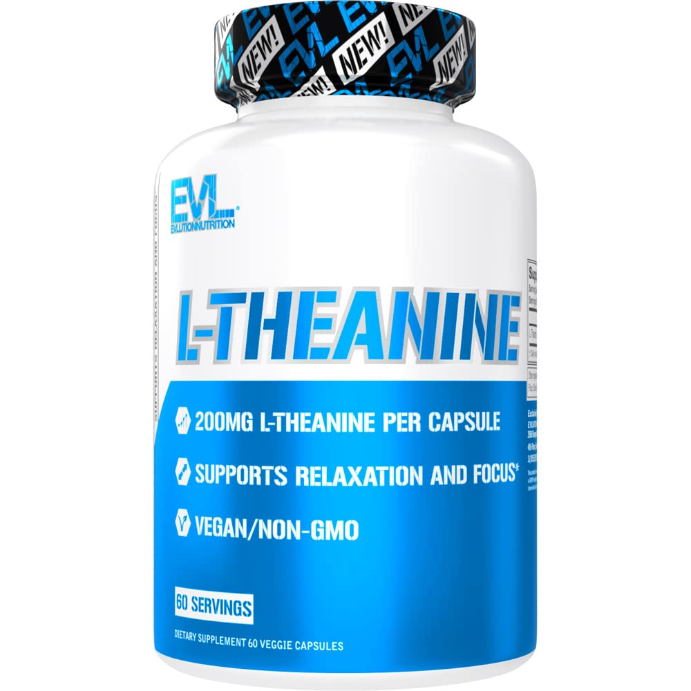 Evlution L Theanin 200mg Kapseln für Fokus und Entspannung Ernährung L-Theanin 200mg Nootropic Supplement für Aufmerksamkeit und Energie - Daytime Mood Support und Nootropic Focus Supplement