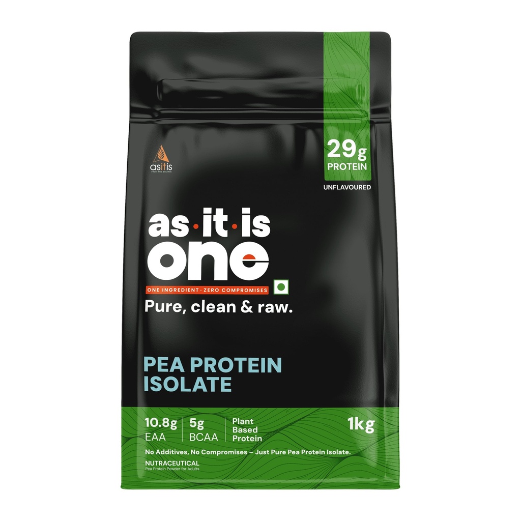 AS-IT-IS Nutrition Pea Protein Isolate | Entwickelt für die Nahrungsergänzung | Vegan Pflanzenprotein | Einfach zu digest - Vegan & Glutenfrei Keine Konservierungsstoffe (1000 Gms/35.2 Oz)