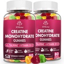 Gommies monohydratées de créatine - 5g pour les hommes et les femmes, 160 Comte et suppléments croustillants de créatine pour le gain musculaire, la force musculaire, le renforcement énergétique et le constructeur musculaire, sans sucre, végétalien