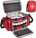 Sac de rangement pour médicaments, organisateur de bouteille de pilule avec petite poche portable, organisateur de bouteille de médicament vide avec sangle d'épaule pour l'entreposage à domicile et les voyages