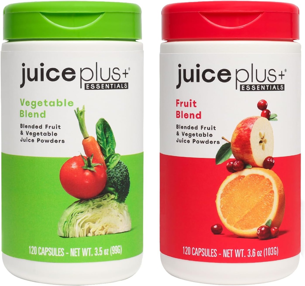 JuicePlus+ Frutta e Verdura Blend: per Solid Nutritional Foundation - Migliorare la salute della famiglia con 20 Frutta & Veggies Plus Nutrienti vegetali - Prepacked 2 Bottiglie (60 Serve di Frutta, 60 di Veg)