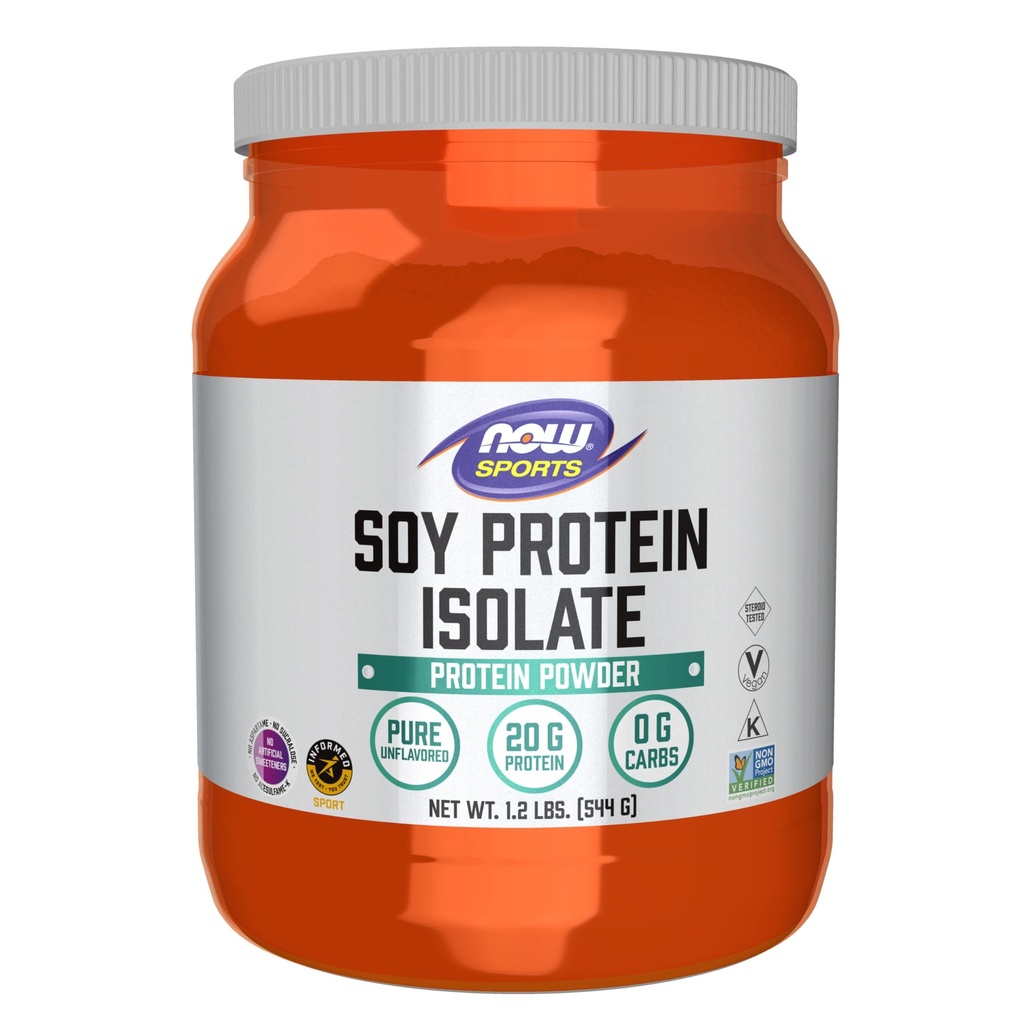 NOW Alimenti Nutrizione sportiva, Proteine di Soia Isolate 20 G, 0 Carbi, Polvere non aromatizzata, 1,2-Pound