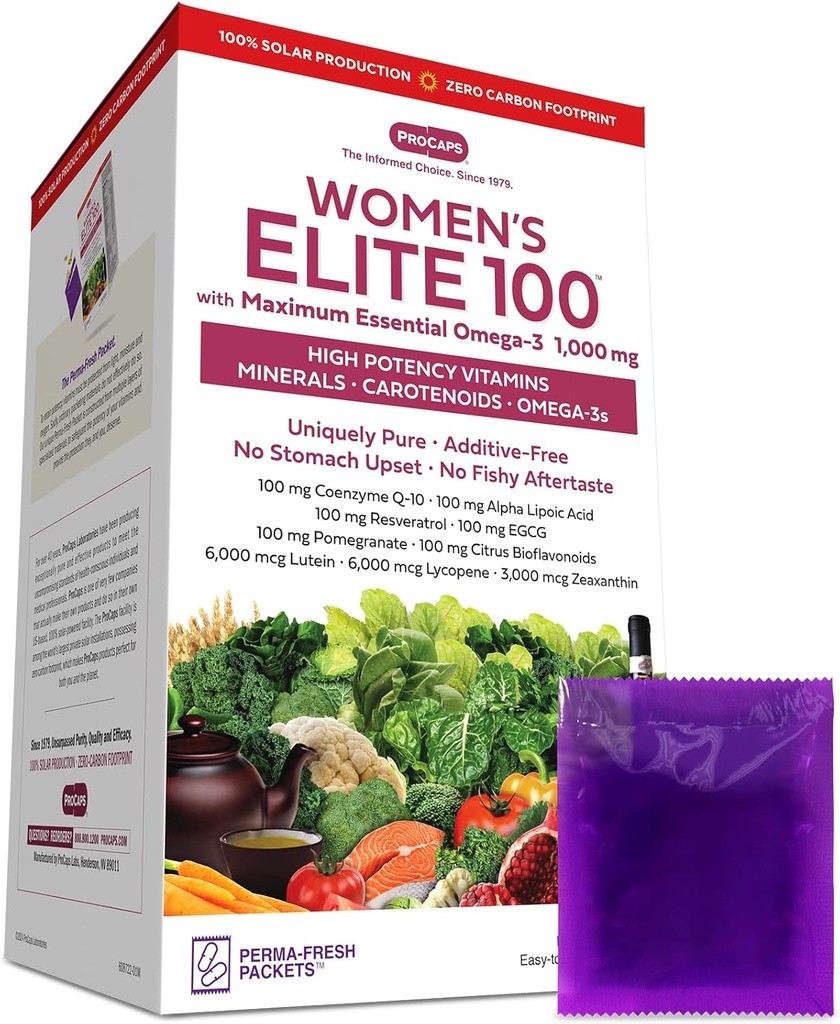 ANDREW LESSMAN Multivitamin - Frauen Elite-100 mit Maximum Essential Omega-3 1000 mg 120 Packungen - Potent Nährstoffe, essentielle Vitamine, Mineralien, Phytonutrients und Carotinoide. Keine Zusatzstoffe
