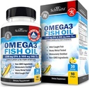 Dreifaches Omega-3-Fischöl 3000mg - Hochpotenz Omega-3-Ergänzung für Frauen und Männer, stoßfreies Zitronengeschmack Fischöl - 2250mg essentielle Fettsäuren mit DHA & EPA, Wild gefangen, 90 Softgels