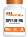 BulkSupplements.com Capsules de Spirulina - Supplément de Superfood Vert, Supplément de Spirulina - Vegan, 6 Capsules par portion, 180 Compte (paquet de 1)