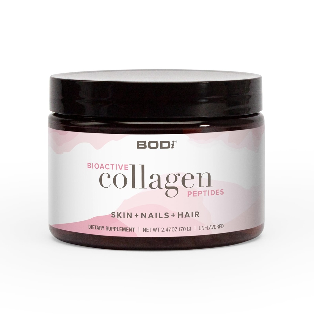 BODi Bioactive Collagen Peptides Powder, Collagen Typ I & III für Haut, Haar und Nagelgesundheit, Glutenfreie Ergänzung für Frauen - hydrolysiertes Collagen, ungeflammt, 2.47 oz, 28 Servierungen