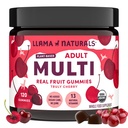 Llama Naturals Multivitamin für Frauen und Männer, Vegan, Bio-Gummien mit Vitamin D, C und K, Erwachsene echte Frucht-Gummi-Vitamine, Kaubare Multivitamin-Ergänzung, keine hinzugefügt Zuckerrohr, Kirsche, 120 Ct
