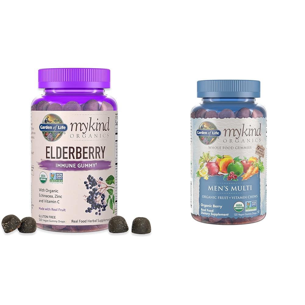 Garten des Lebens Bio-Elderbeer-Gummi für Erwachsene & Kinder - Immununterstützungsergänzung mit Bio-Frucht & Bios Herren-Gummi-Vitamine Mehr Beere, 120 Zähler