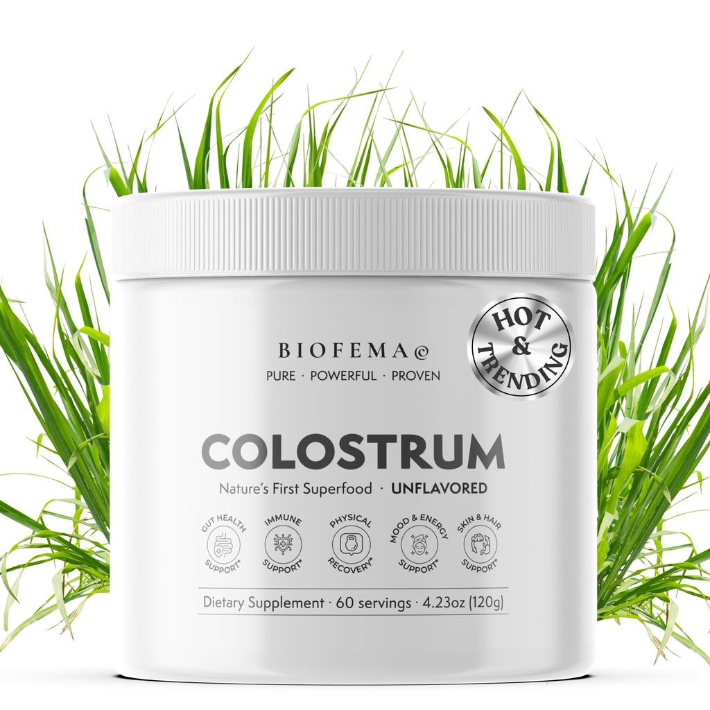 BIOFEMA Bovine Colostrum Supplement - Natures Superfood - Erste Milchpulver Magie für Gut Gesundheit, Immununterstützung, Körperliche Erholung, Haut, Haar- und Nagelgesundheit