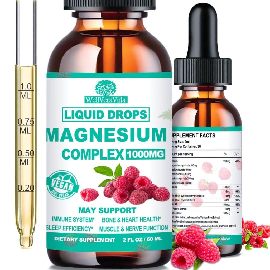 Detox Cortisol per le donne e gli uomini w. Super Calm 16-in-1 Magnesio, Theanine, Ashwagandha, St Johns Wort, Lemon Balm, Cortisol Wellness Liquid Drops for Balanced Cortisol, Harmone Balanced & Relaxation