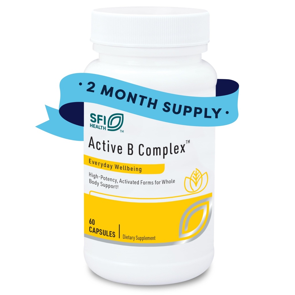 Klaire Labs SFI Health Active B Complex - Methylierter Vitamin B-Komplex mit Methylfolat, B12, B6 und mehr - Unterstützt gesunde Energie, Gehirn, Leber und Nervenfunktion (60 Kapseln)