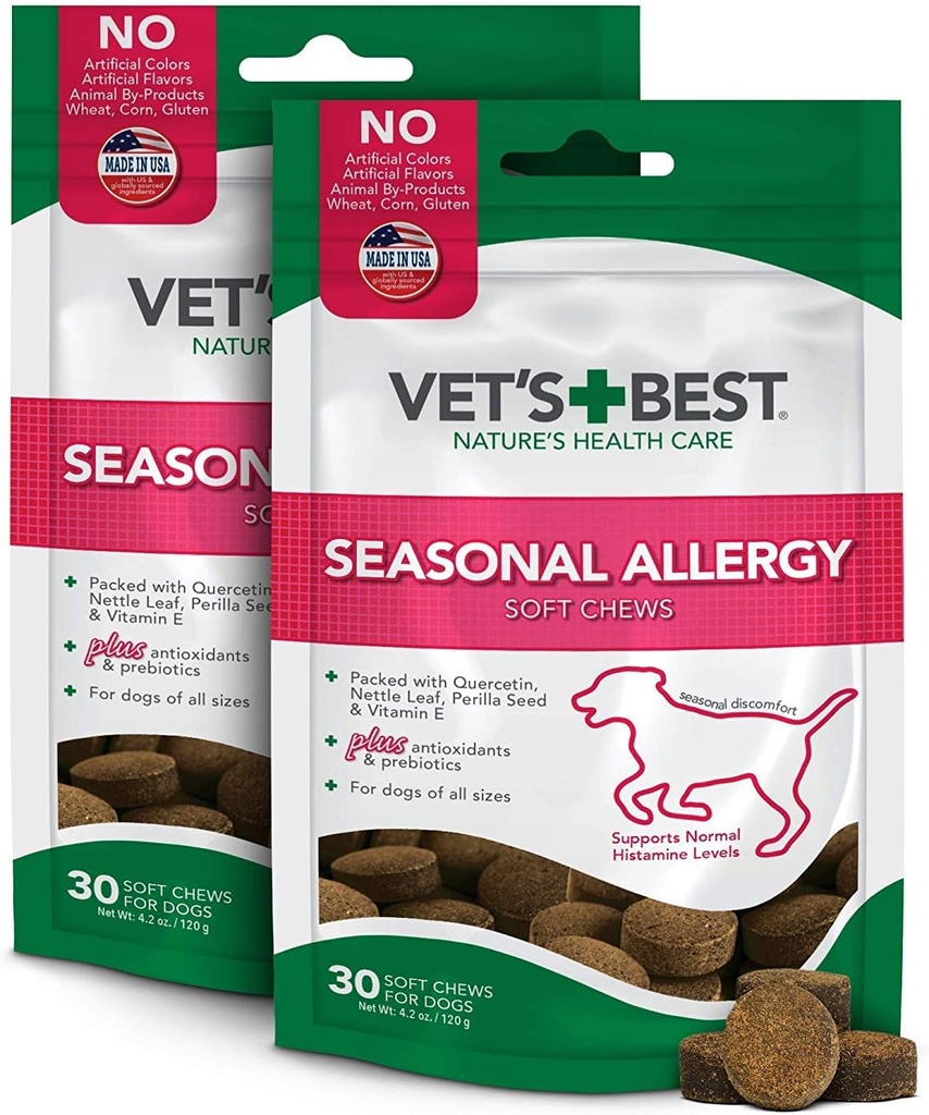 Migliore allergia stagionale Soft Chew Dog Integratori | Irritazione della pelle dei cani di Soothes a causa delle allergie stagionali | Mantenere livelli di istamina | 50 compresse masticabili, 30 conte (Pacchetto di 2)