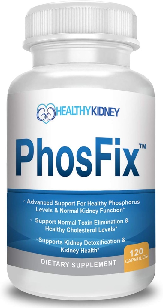 PhosFix 120 Pillen Phosphor Binder mit Chitosan zur Unterstützung normaler Phosphor-Level Kidney-D Supplement Vitamin D Bundle