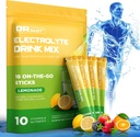 Polvere di elettroliti senza zucchero con aromi naturali, 3X pacchetti di idratazione rapida con 10 elettroliti e vitamine, liquido giornaliero IV, non OGM, senza glutine, Keto, Vegan, 16 Stick, limone