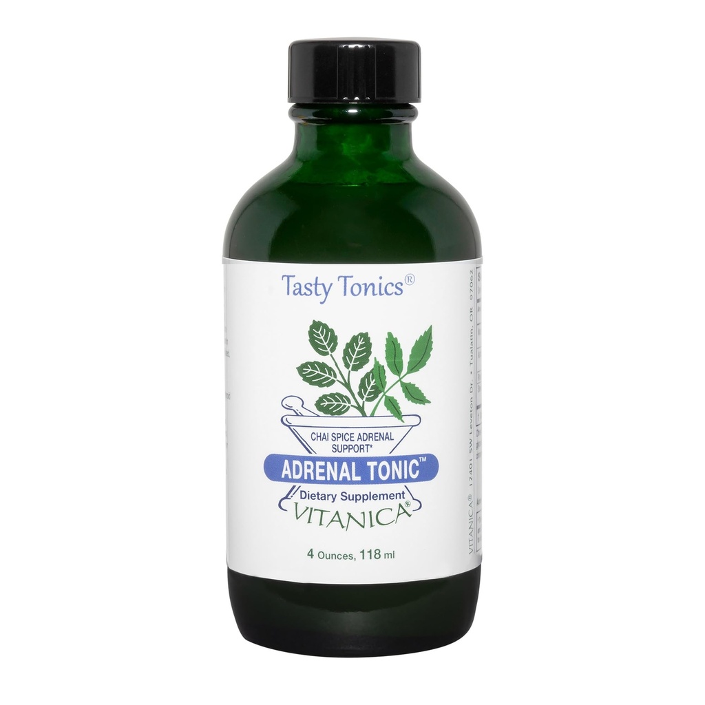 Vitanica Adrenal Tonic, Adrenal Supplement & Support, Alkoholfrei, Vegan/Vegetarisch, Chai Gewürz Geschmack, 4 Unze