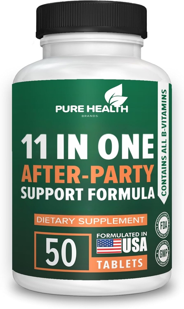 Advanced 11-in-ONE Dopo aver bevuto la vitamina di sostegno - supporto del fegato, sistema immunitario, rapida idratazione - prima e dopo la formula di sostegno del fegato - per una migliore mattina | 50 compresse