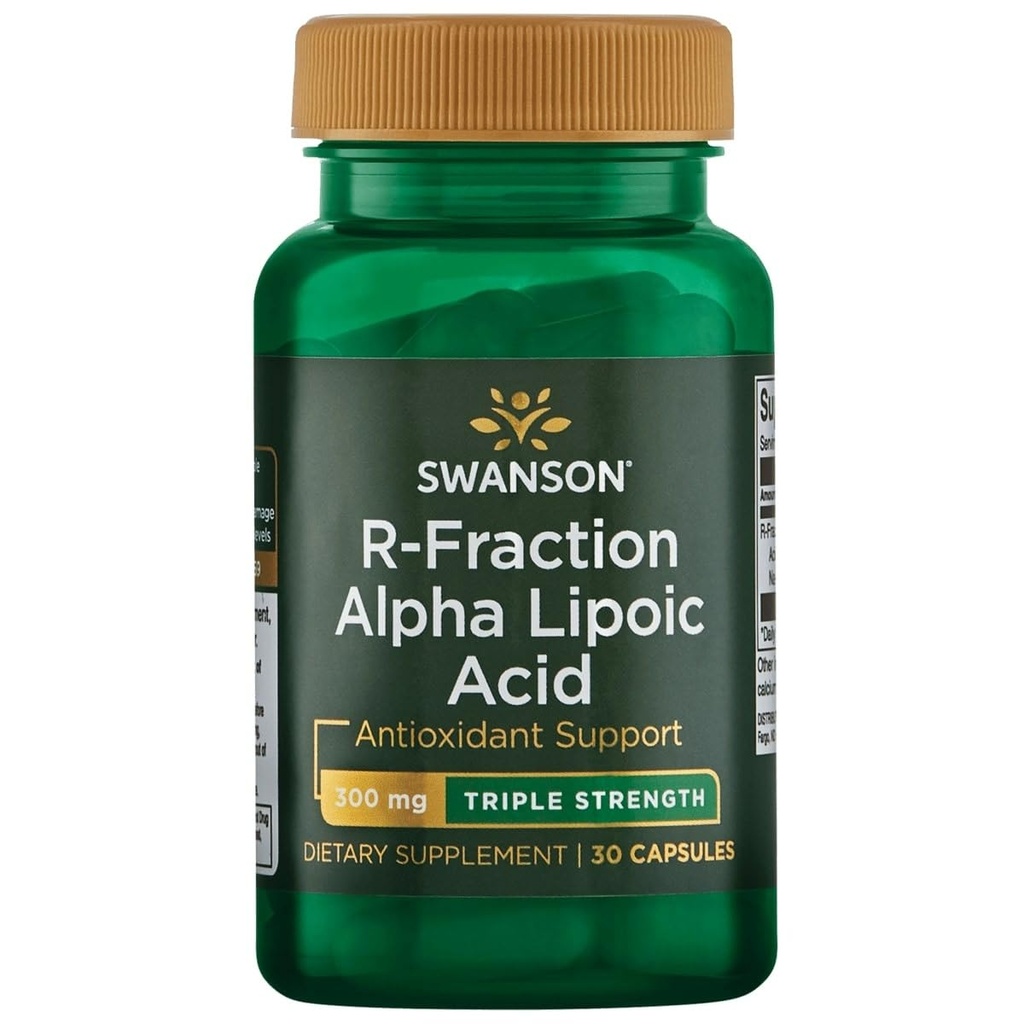 Swanson Triple Strength R-Fraction Alpha acide lipoïque - favorise une pression artérielle saine et délivre des nutriments essentiels - (30 capsules, 300 mg chacune)