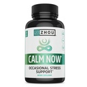 Zhou Calm Now - Calm Supplement, Calm Vitamins for Women & Men, Pills to Relax for Adults with GABA & Ashwagandha, Stress & Focus Support - 60 capsule vegetali