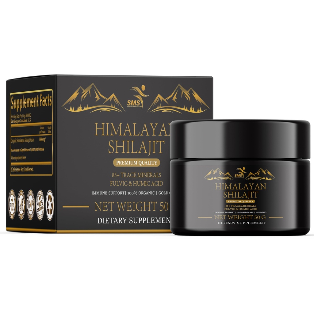 Shilajit Pure Himalayan Shilajit Resin - Gold Grade 100% reine Shilajit mit Fulvic Acid & 85+ Trace Minerals Complex für Energie & Immununterstützung - 50g