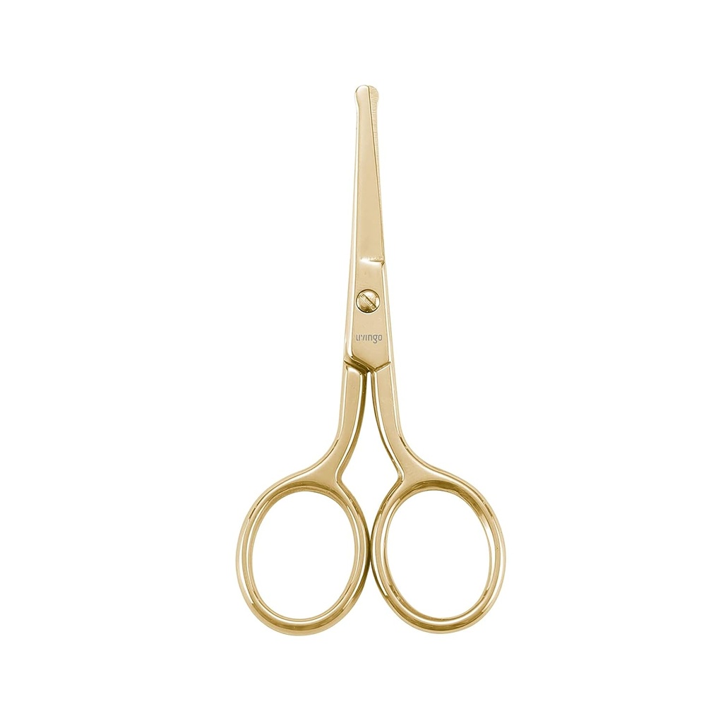 LIVINGO Professionelle Nasen-Haarscher, Mehrzweck-Edelstahl Runde Spitze gerade Klinge, Gesichts-Haar Bart Augenbrauen Ear Trimming Beauty Grooming Tool für Männer & Frauen, 3.5” Gold