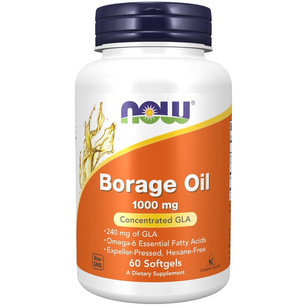 MAINTENANT compléments alimentaires, huile de Borage 1000 mg avec 240mg de GLA (acide linolénique Gamma), 60 Softgels
