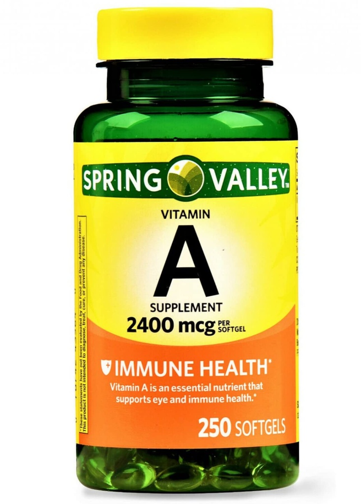 Spring Valley - Vitamine A SUPPLÉMENT 2400MCG 250 Softgels