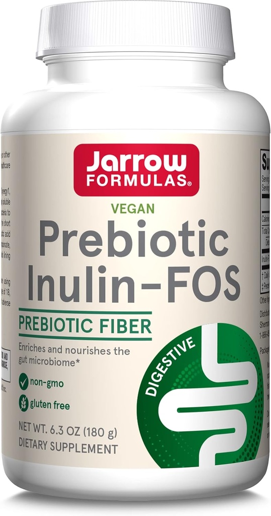 Jarrow Formulas® Prebiotic Inulin FOS Prebiotic Fiber Supplement, 6.3 Oz, Prebiotics for Gut Health and Digestive Support, Approx. 47 Servings