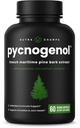 NutraChamps Pycnogenol Extrait d'écorce de pin Maritime française, Complexe de circulation Premium, Flux sanguin, Production d'oxyde nitrique, Absorption supérieure, Résultats avec Extrait de poivre noir, 60 Capsules