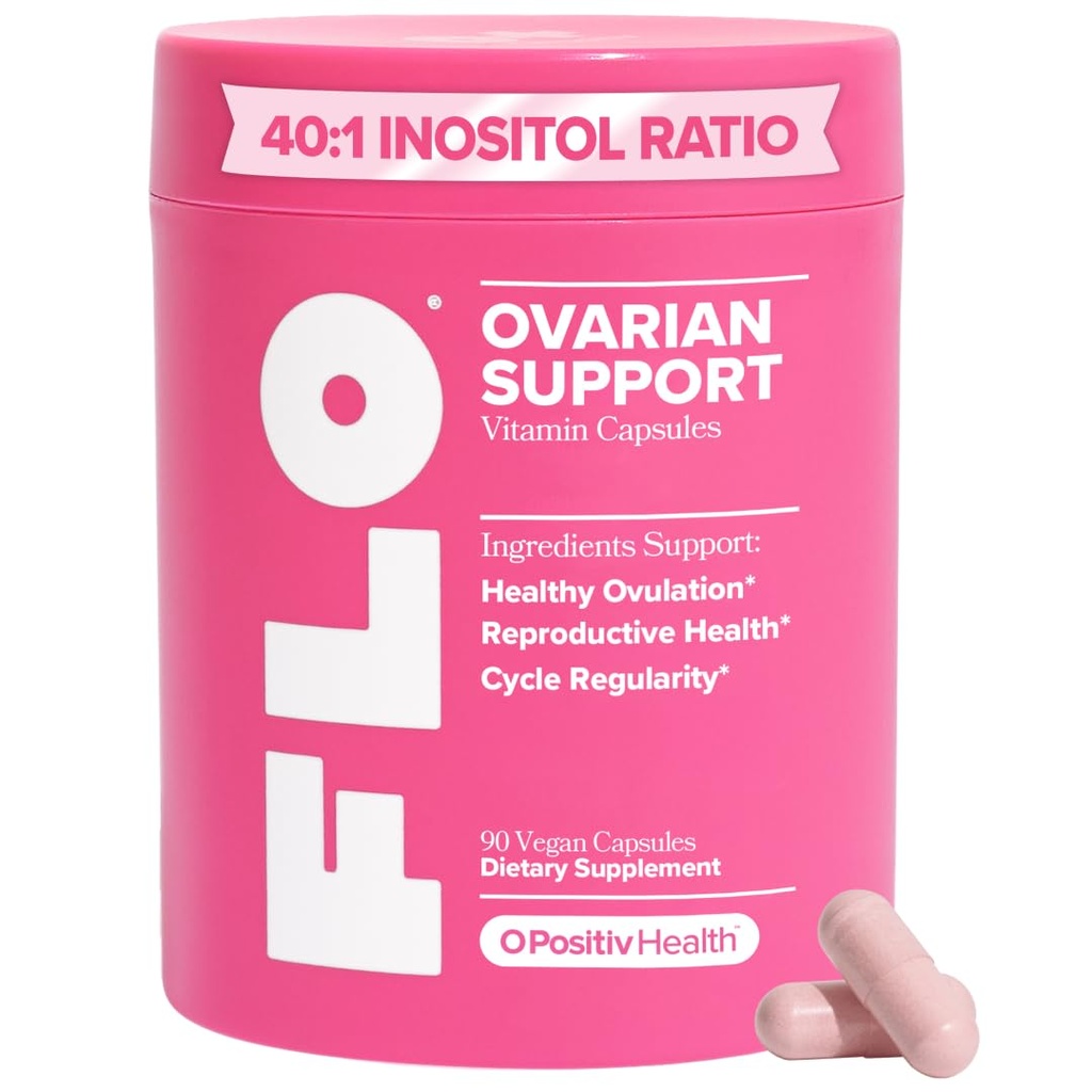 O Positive FLO Ovarian Health Support - Hormon Balance für Frauen, Ergänzung mit DIM, Myo & D-Chiro Inositol, Folsäure - Unterstützt gesunde Ovulation, Cycle Regularity - 30 Portionen