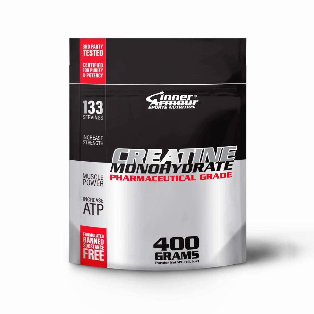 Mikronisiertes Kreatin-Monohydrat-Pulver - Erhöhung der Muskelkraft & Endurance - Schnelles Lösen, Flavor-Free, Vegan Fitness-Ergänzung, Keto Friendly - 400 gr oder 133 Servierungen